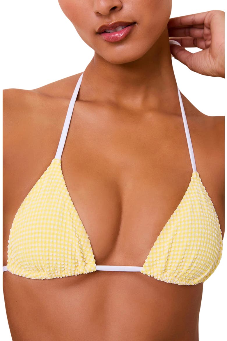 The Iris Gingham Triangle Bikini Top, Alternate, color, CITRINA