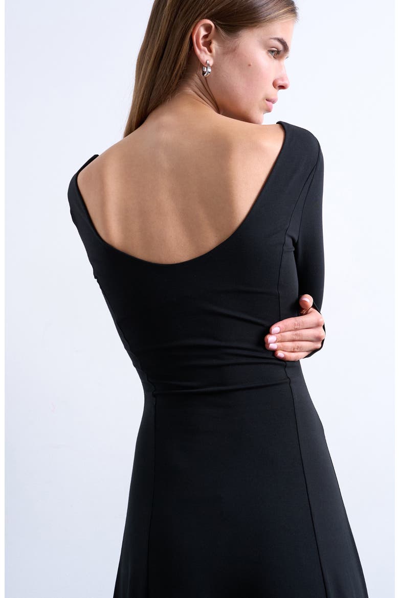 Scoop Back Long Sleeve Maxi Dress, Alternate, color, BLACK