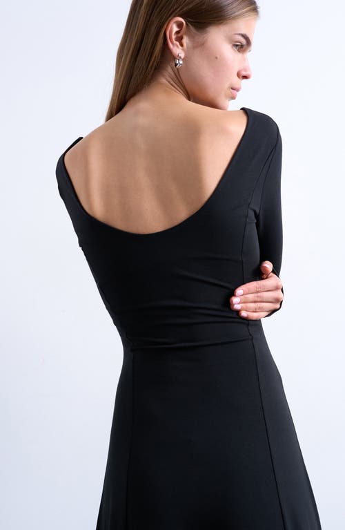 Topshop Scoop Back Long Sleeve Maxi Dress In Black