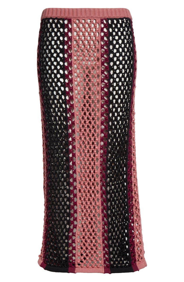Diotima Stripe Spice Embellished Sweater Skirt, Main, color, Guava Multi