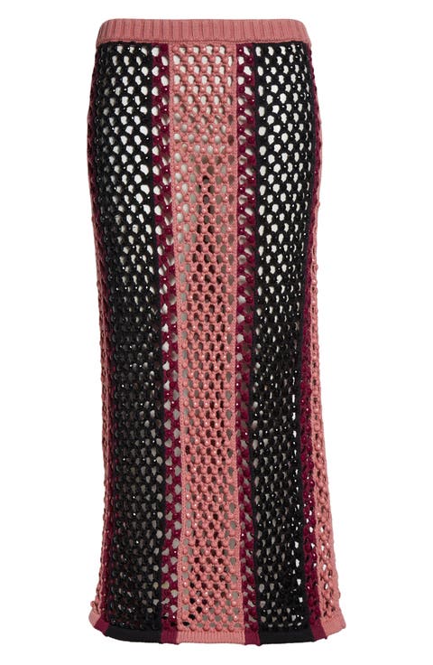 Stripe Spice Embellished Sweater Skirt