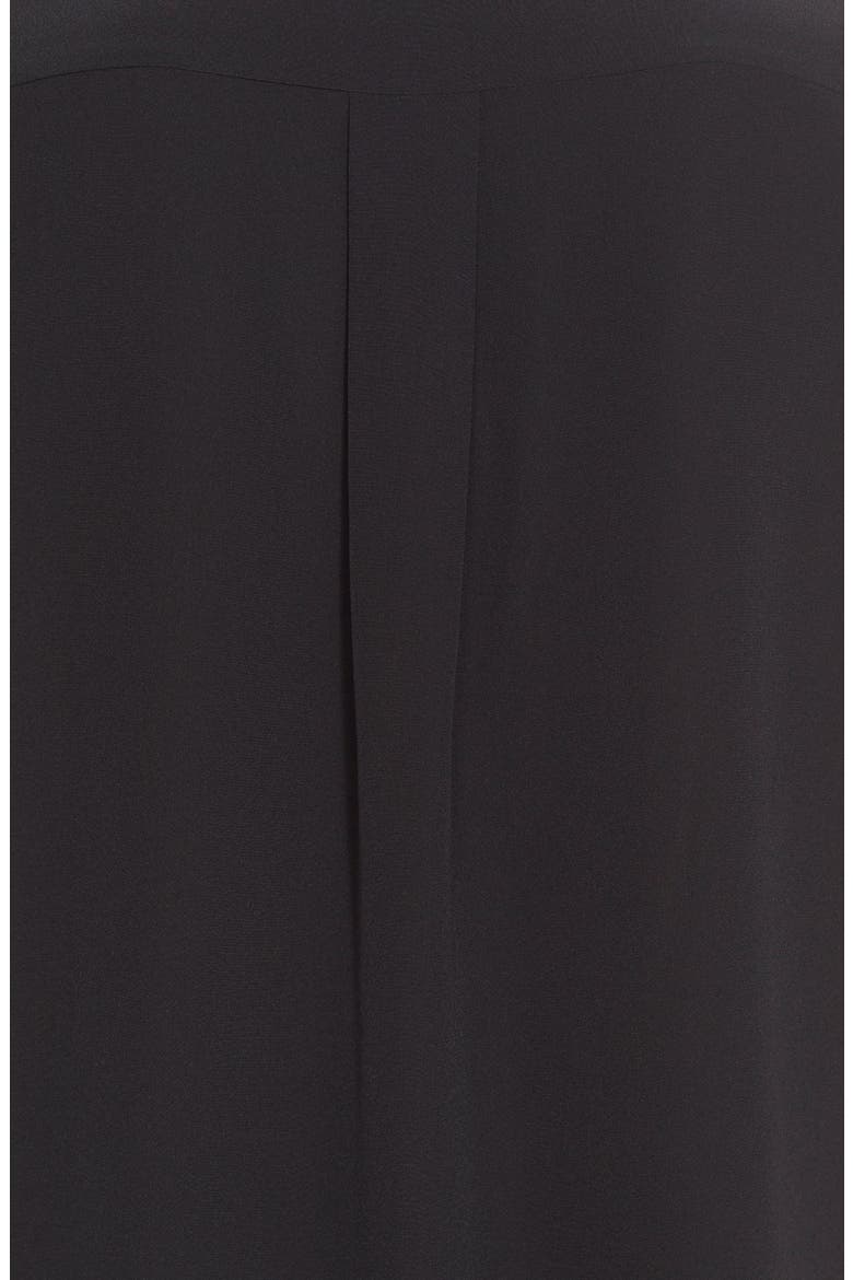 Frayed Placket Short Sleeve Blouse, Alternate, color, BLACK