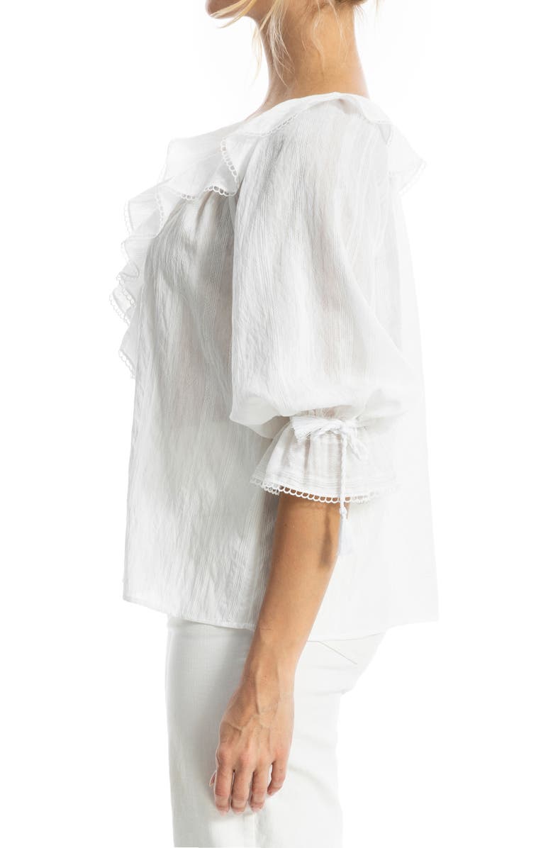 MAX STUDIO Ruffle Front Elbow Length Sleeve Top, Alternate, color, White