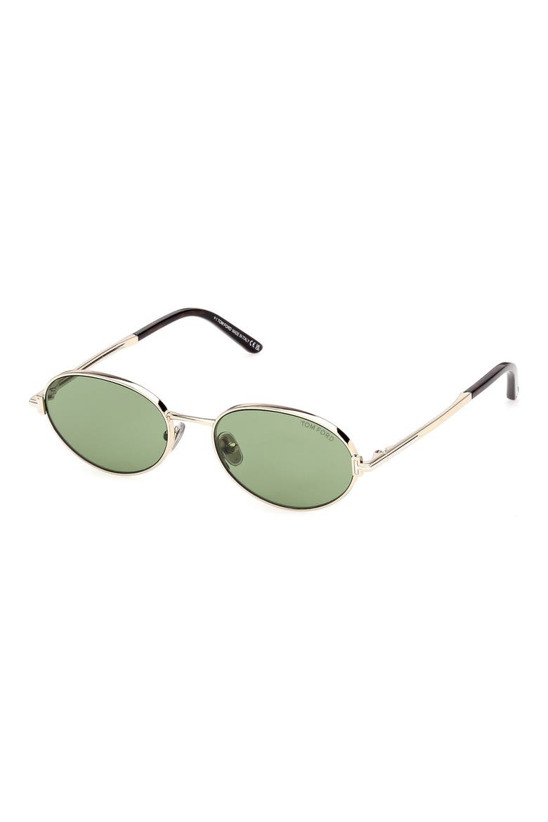 Gina 52mm Oval Sunglasses, Alternate, color, PALE GOLD PALLADIUM/ GREEN
