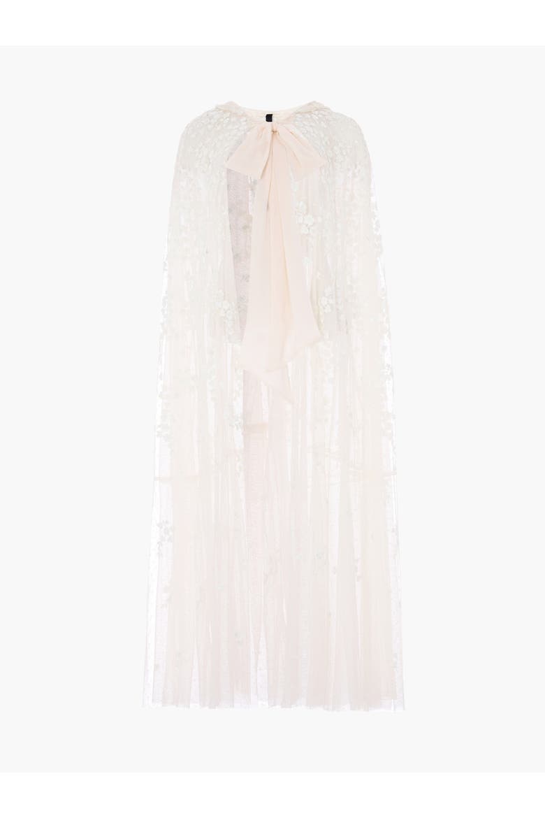 Scatter Blossom Hooded Long Cape, Alternate, color, Cream