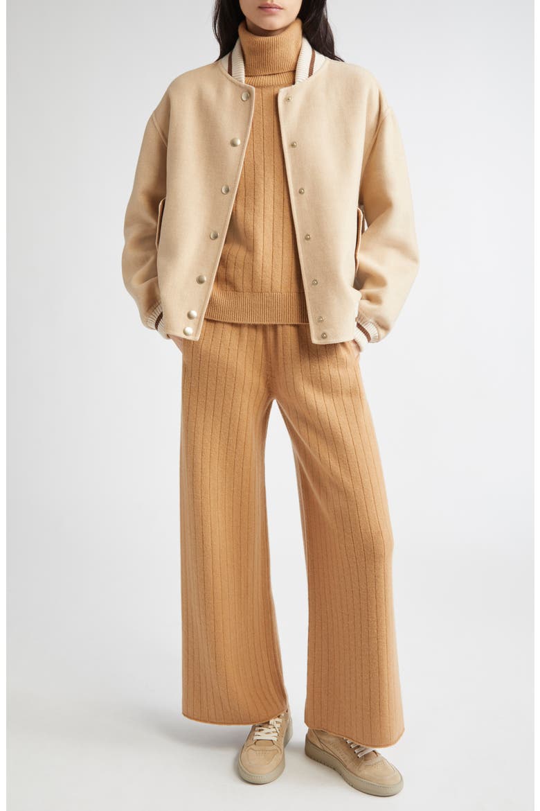 Wool & Cashmere Wide Leg Pants, Alternate, color, 04 CAMEL