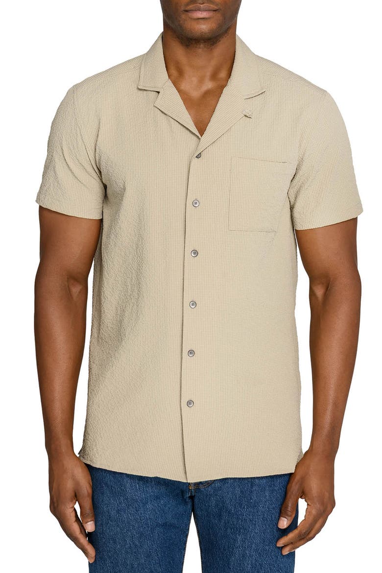 Seersucker Camp Shirt, Main, color, TAN