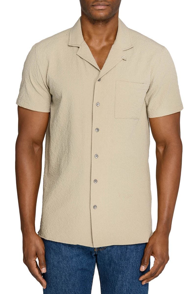 W.R.K Seersucker Camp Shirt, Main, color, Tan