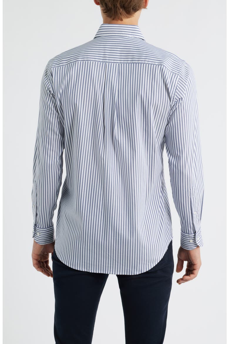 Cannon Crown Lite Stripe Performance Twill Button-Up Shirt, Alternate, color, NAVY