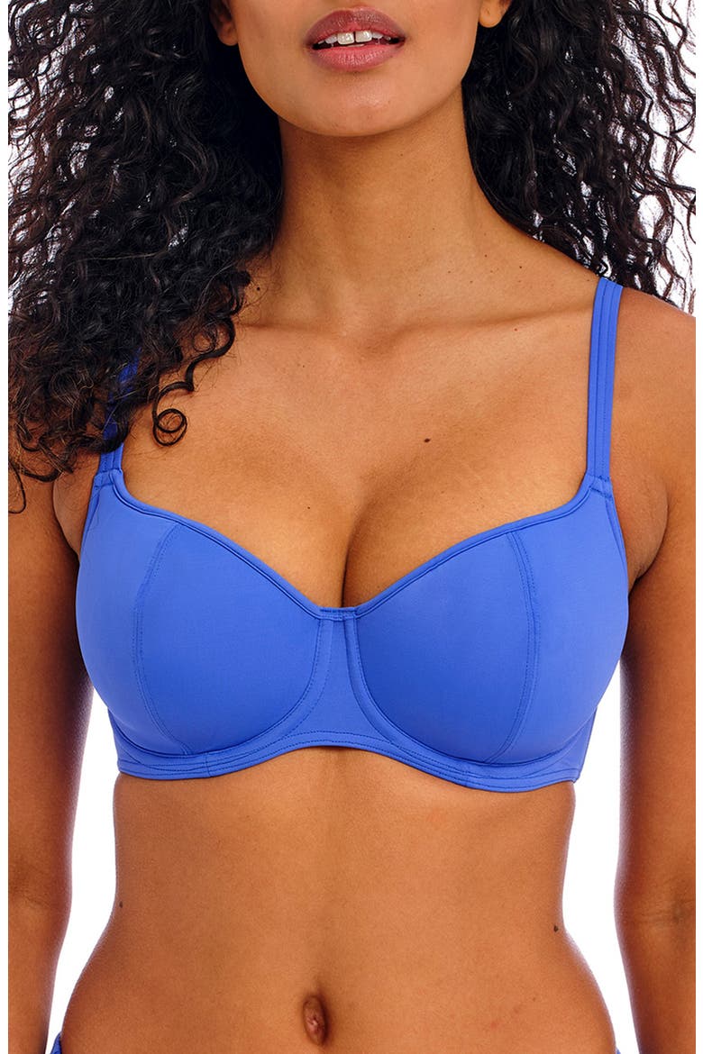 Jewel Cove Underwire Sweetheart Padded Bikini Top, Main, color, PLAIN AZURE