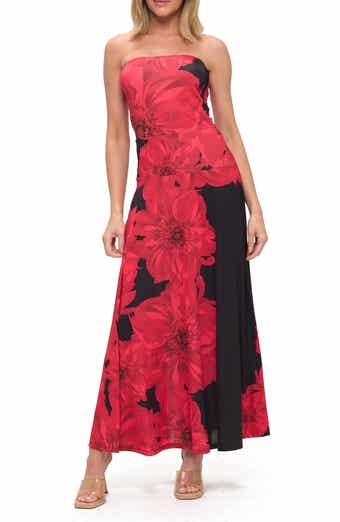 Printed Strapless Maxi Dress