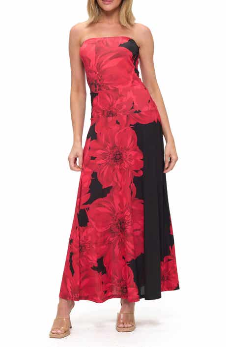 Printed Strapless Maxi Dress