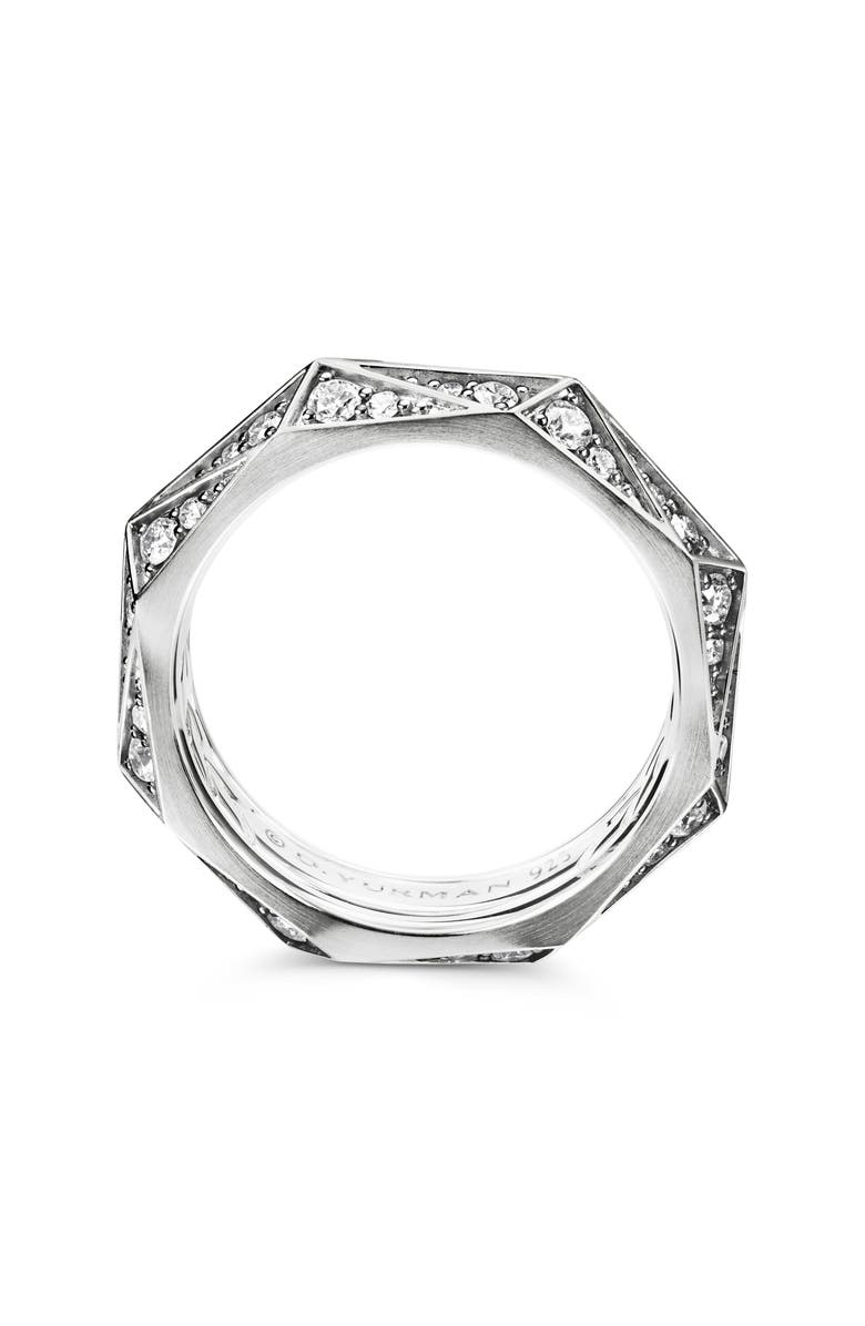 David Yurman Torqued Faceted Band Ring in Sterling Silver with Pavé Diamonds, Alternate, color, Sterling Silver