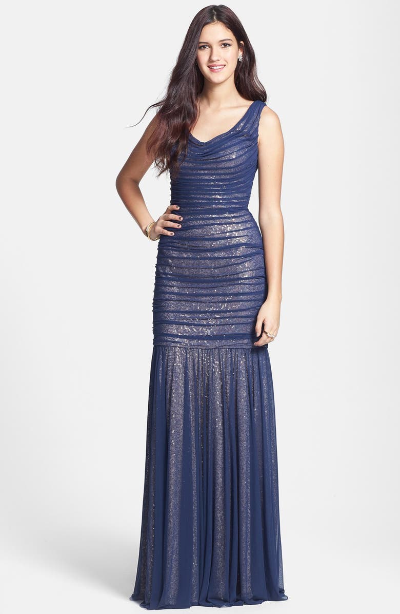 La Femme Sequin Mermaid Gown, Main, color, 