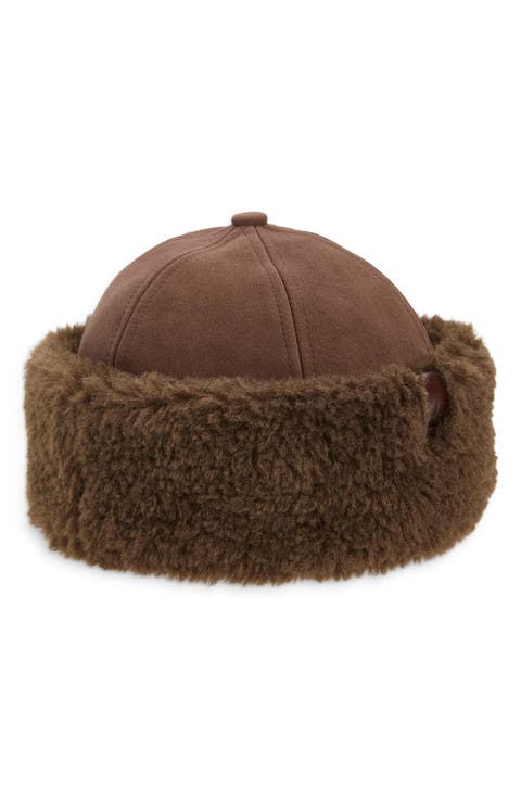 Elle Faux Shearling & Suede Cap