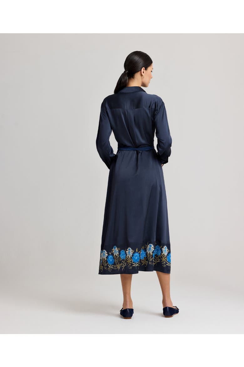Juliette Floral Silk Shirt Dress, Alternate, color, Blue Floral Border