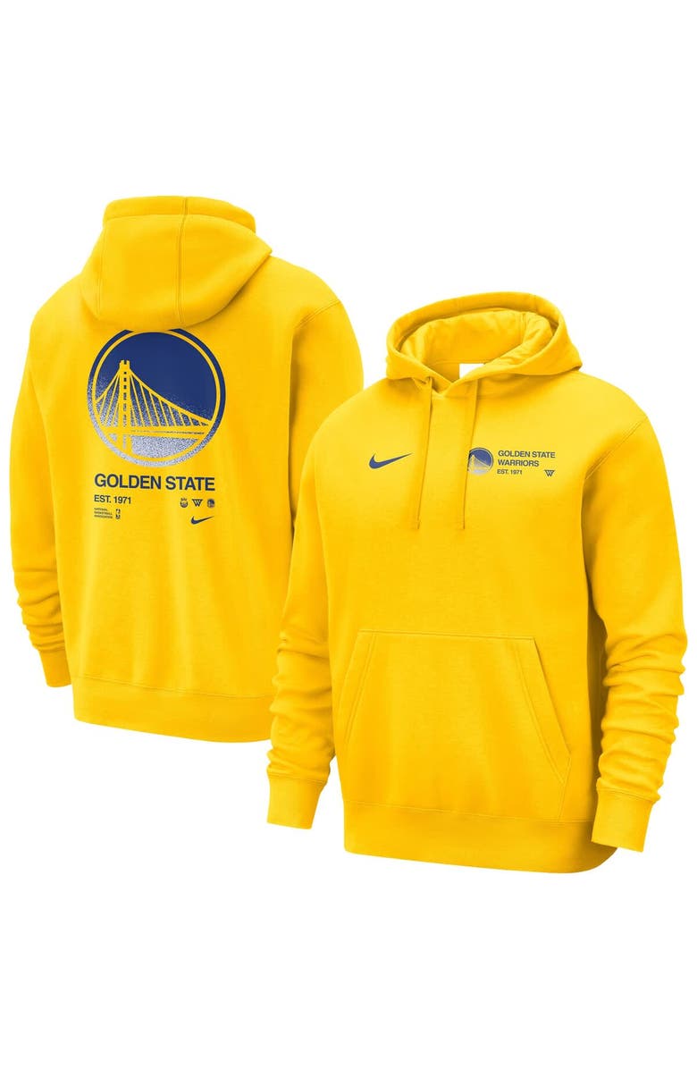 Nike Men's Nike Gold Golden State Warriors Courtside Club Pullover Hoodie, Main, color, Gold