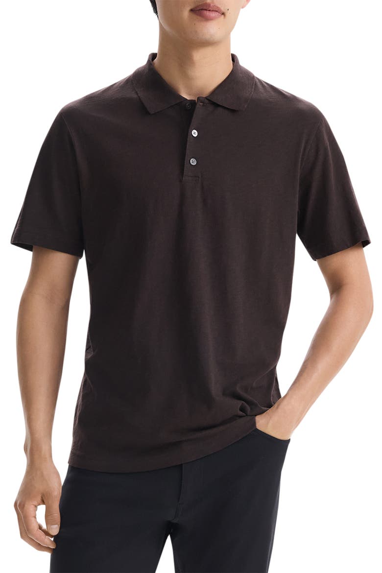 Bron in Cosmos Slub Cotton Polo Shirt, Main, color, HICKORY - SPF