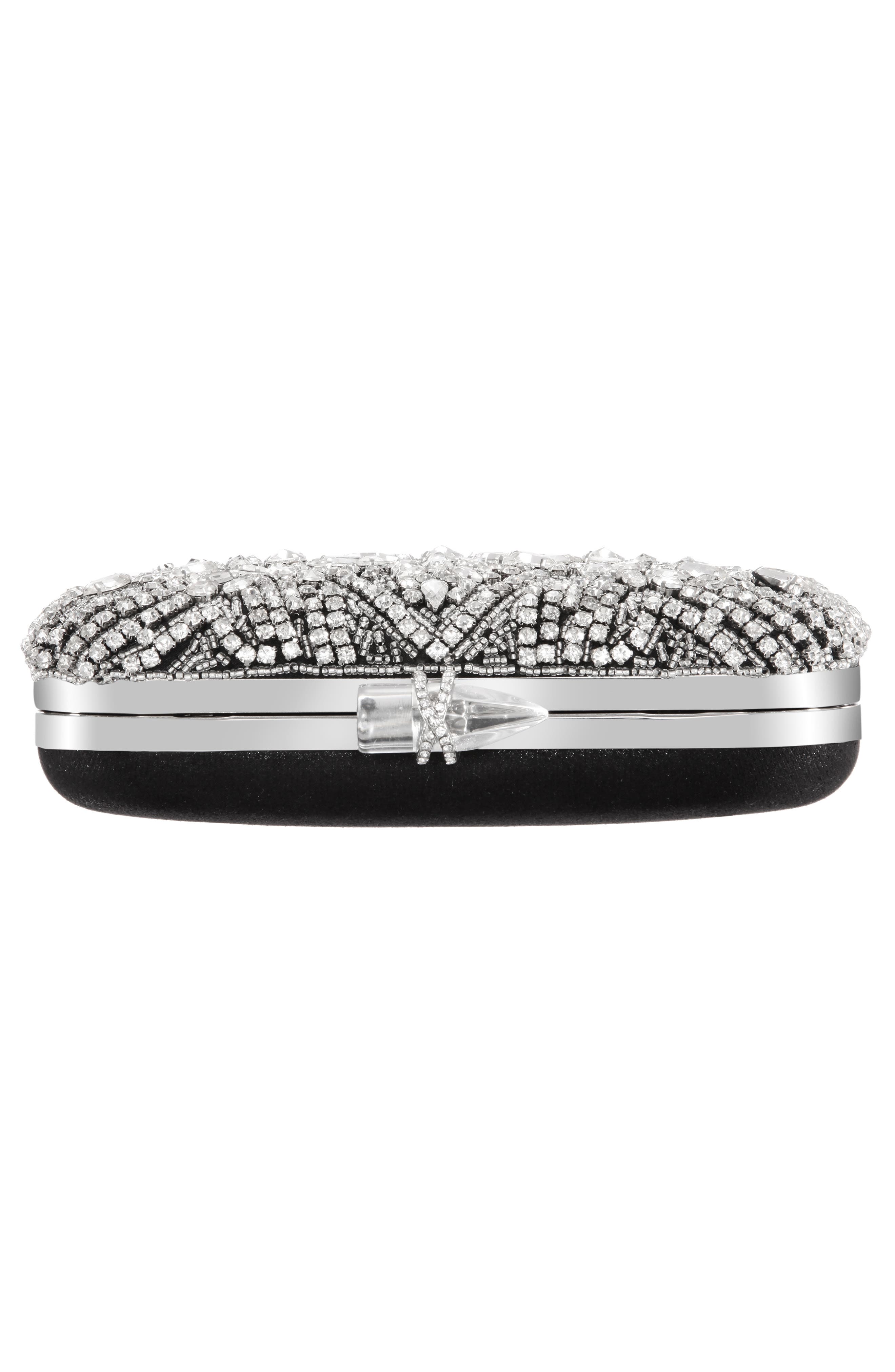 Nina Gelsey Crystal Embellished Minaudière, Alternate, color, Black-White