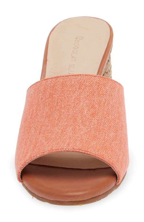 Chocolat Blu Block Heel Sandal In Light Orange Linen
