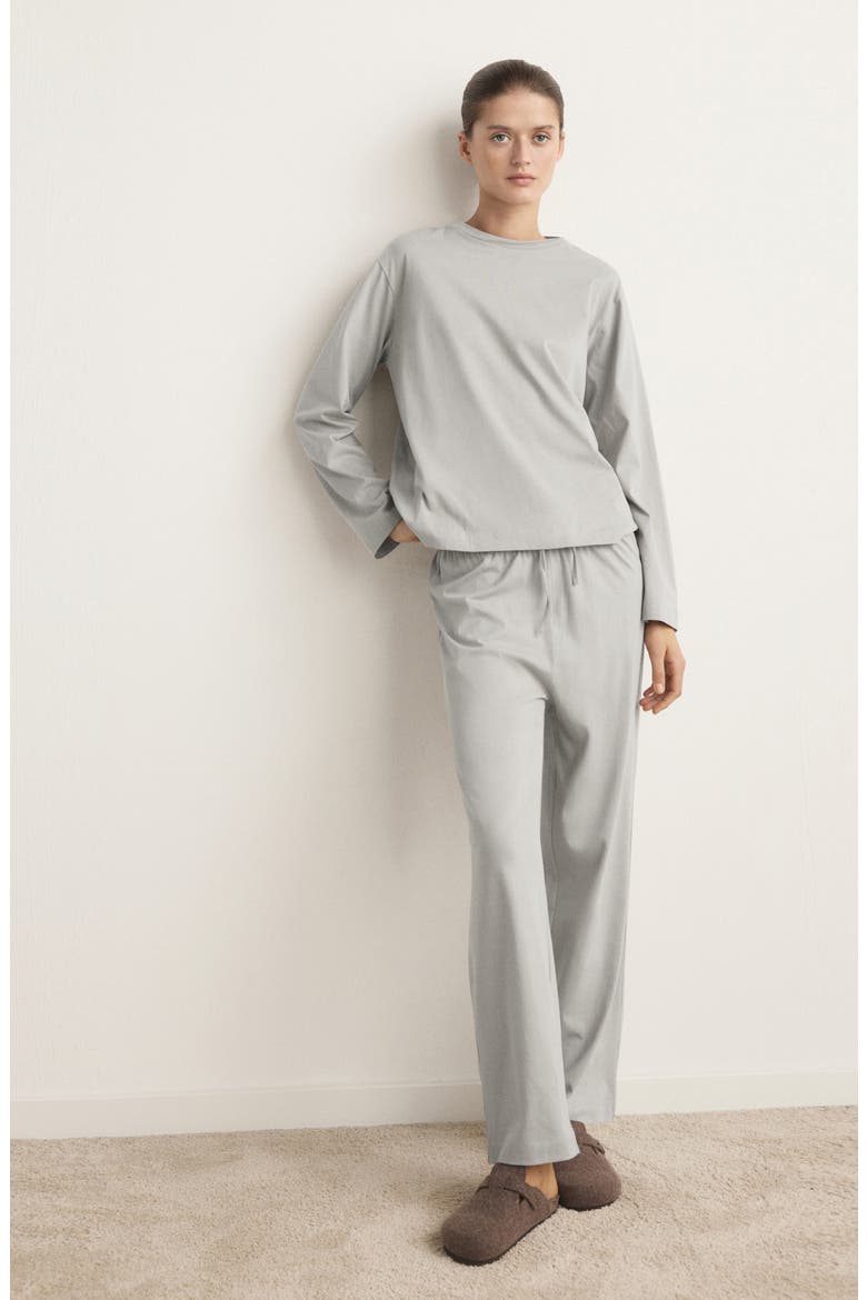 Plain Cotton Pajamas, Alternate, color, LIGHT GREY