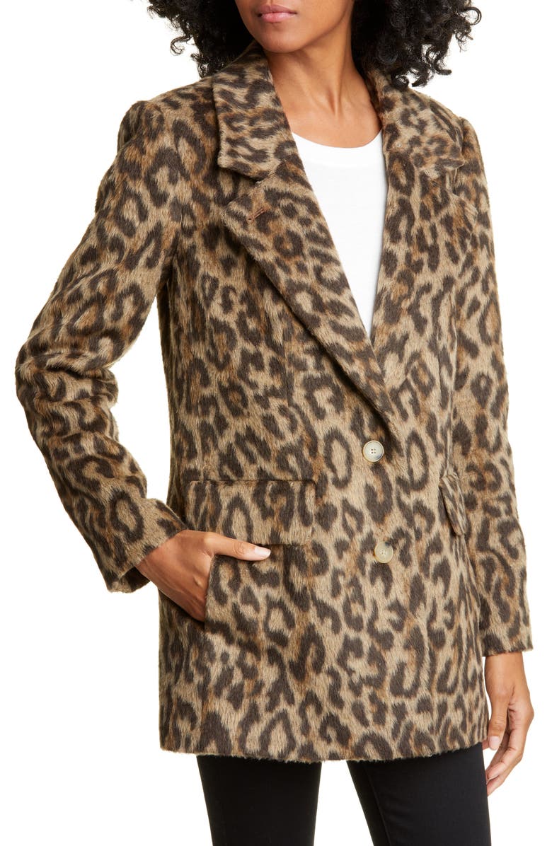 Rebecca Taylor Leopard Print Coat, Alternate, color, 