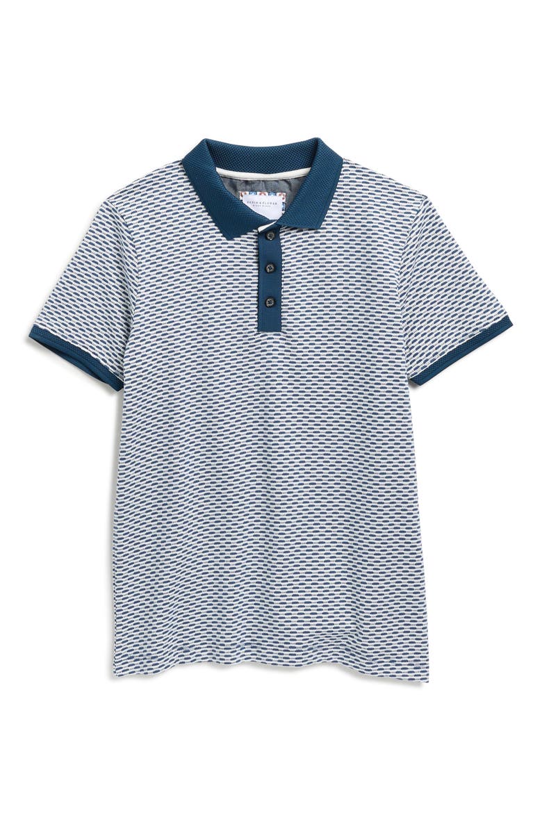 Kids' Contrast Trim Cotton Knit Polo, Main, color, BLUE