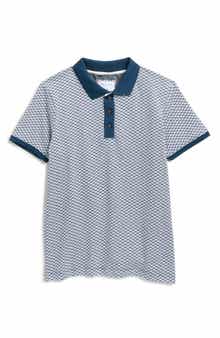 DENIM AND FLOWER Kids' Contrast Trim Cotton Knit Polo