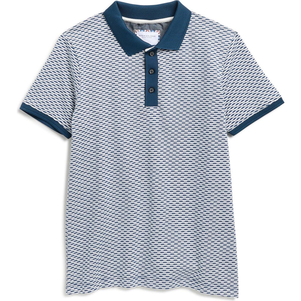 Denim And Flower Kids' Contrast Trim Cotton Knit Polo In Blue