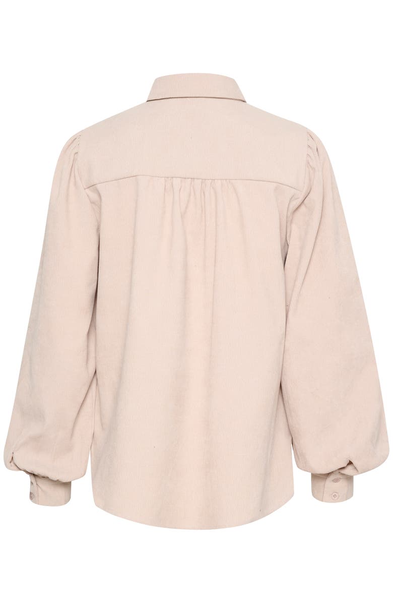 Kaffe KAhermine Velvet Voluminous Sleeve Shirt, Alternate, color, Feather Gray C.