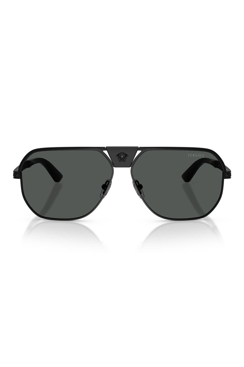 61mm Square Sunglasses, Main, color, MATTE BLACK / DARK GREY