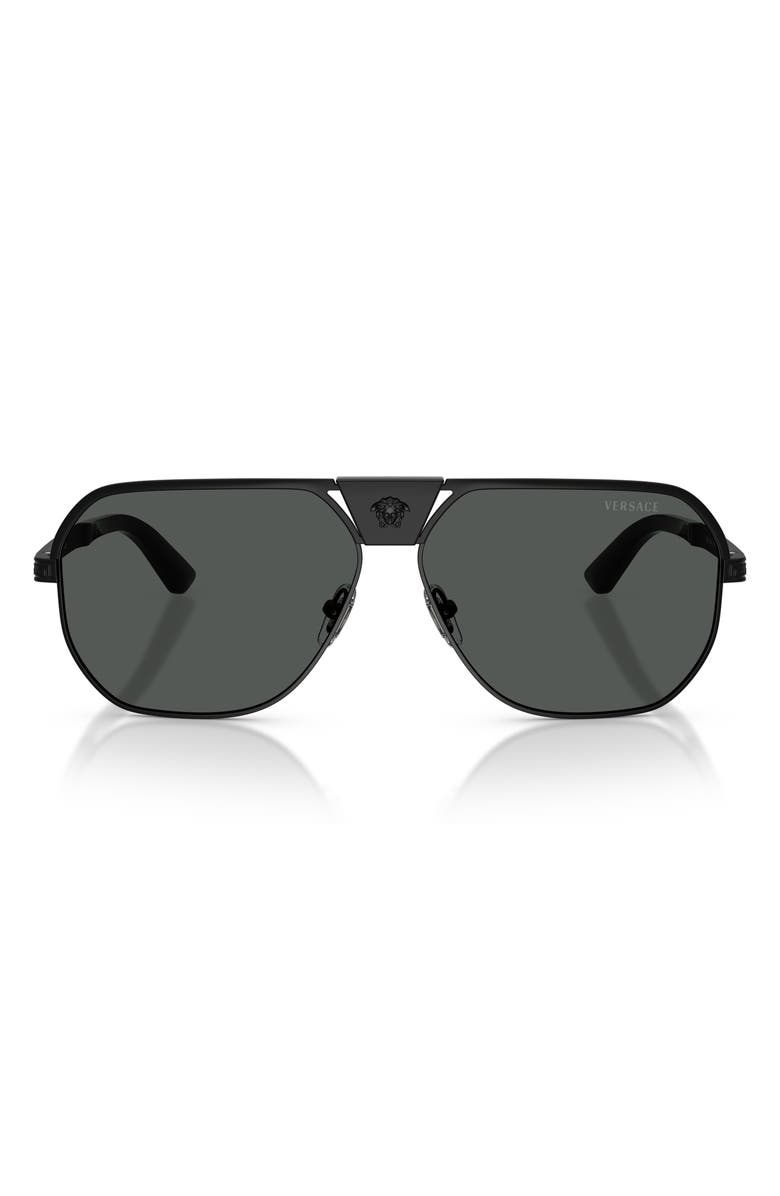Versace 61mm Square Sunglasses, Main, color, Matte Black / Dark Grey