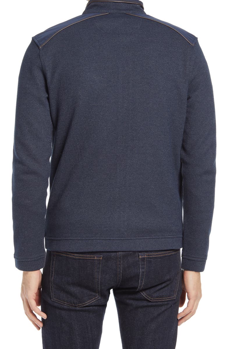 Johnston & Murphy Mélange Knit Zip-Up Jacket, Alternate, color, Navy
