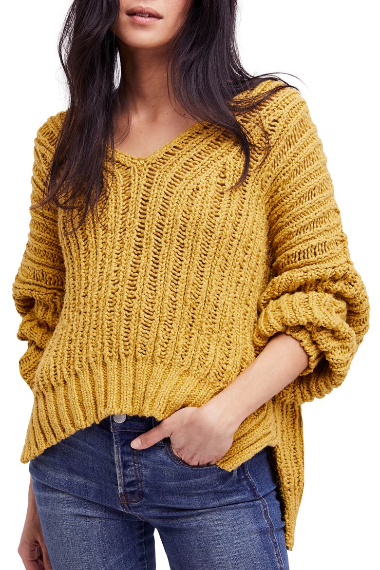 Infinite V-Neck Sweater, Main, color, CHARTREUSE