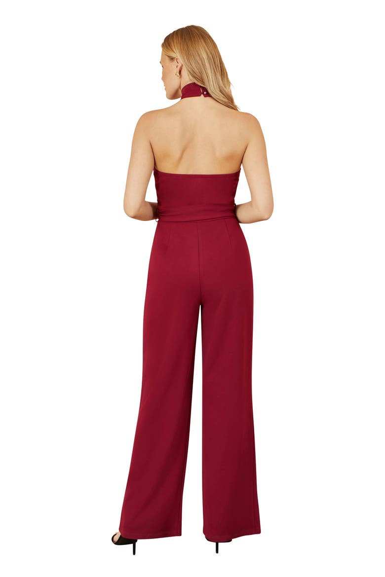 Cross Over Halter Neck Jumpsuit, Alternate, color, Burgundy