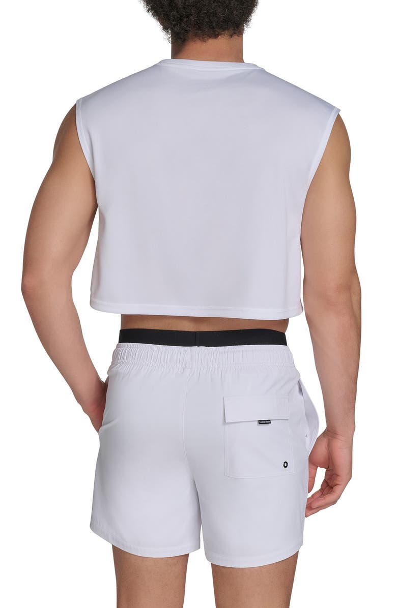 Calvin Klein Sleeveless Crop Rashguard, Alternate, color, White