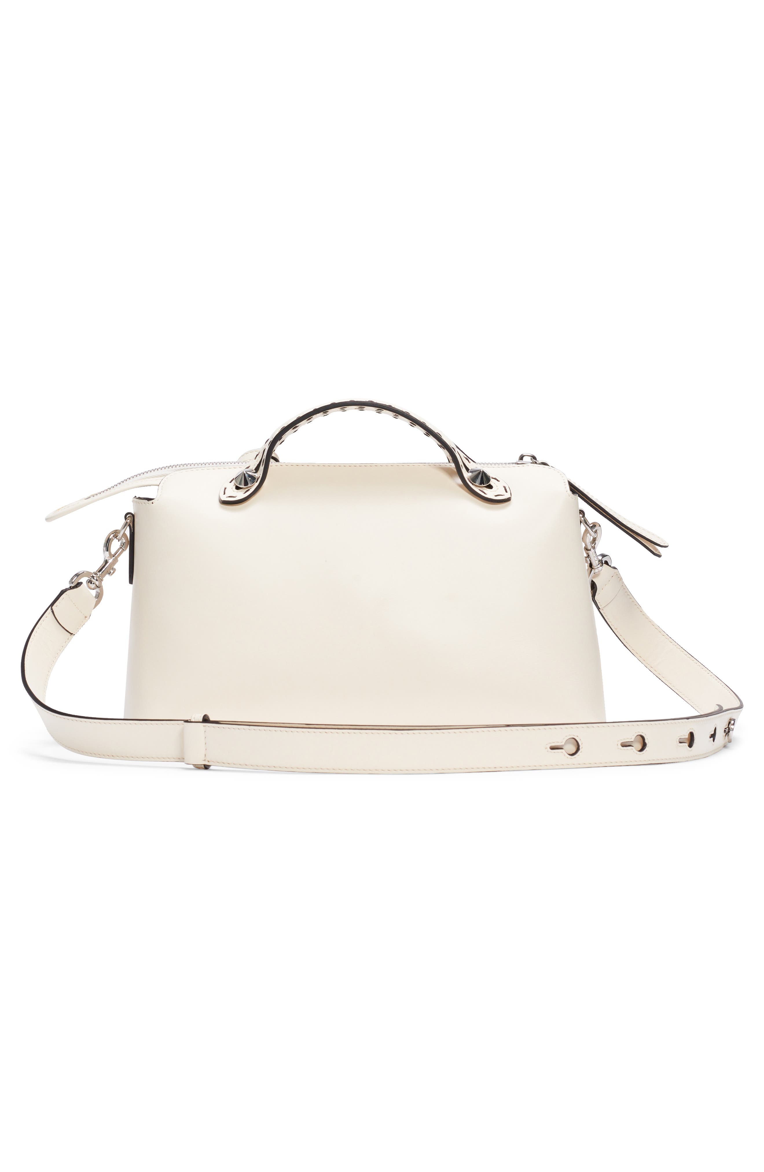 Medium By The Way Calfskin Leather Satchel, Alternate, color, ICE WHITE