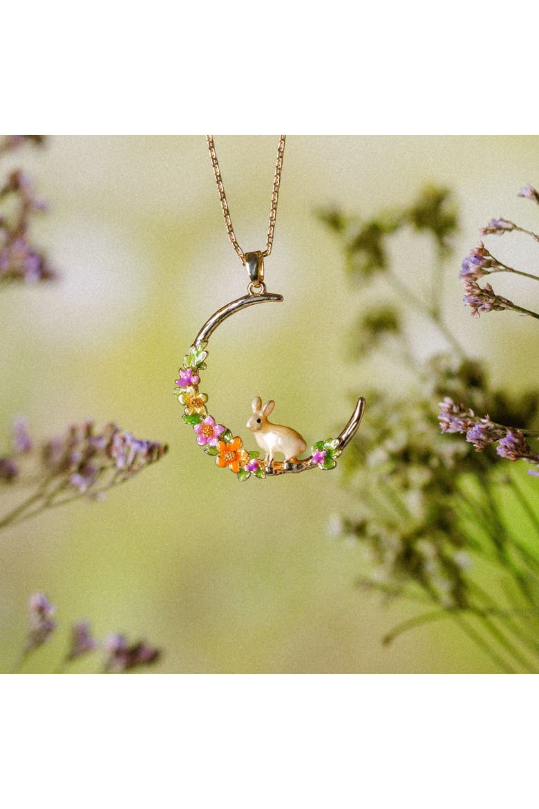 Flower Rabbit Hoop Necklace, Alternate, color, Flower Rabbit