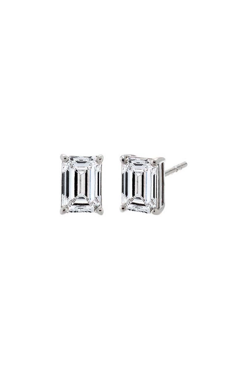 BY ADINA EDEN Lab Grown Diamond Emerald Four Prong Stud Earring 14K, Main, color,