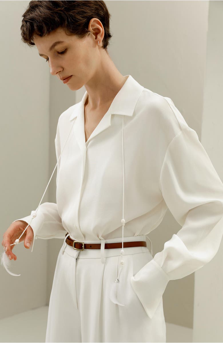 Lilysilk Tie-Detailed Silk Blouse, Alternate, color, Natural White