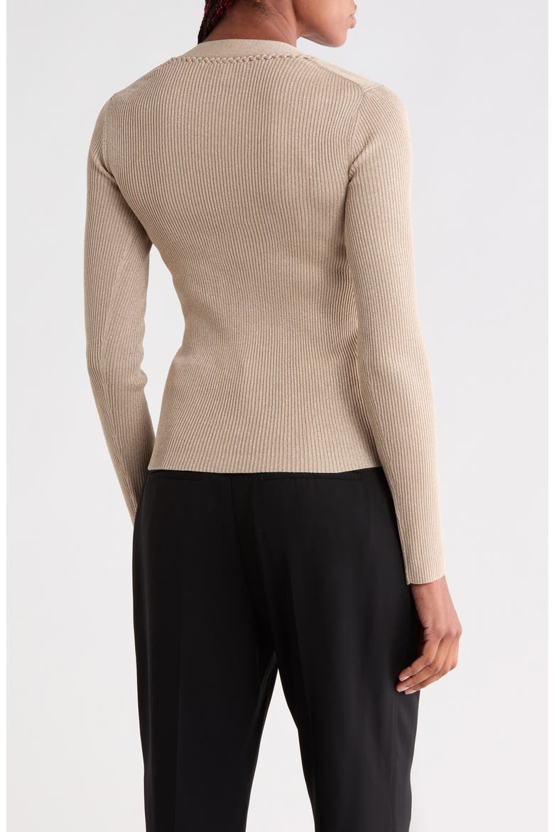 Lula Metallic V-Neck Sweater, Alternate, color, CHAMPAGNE