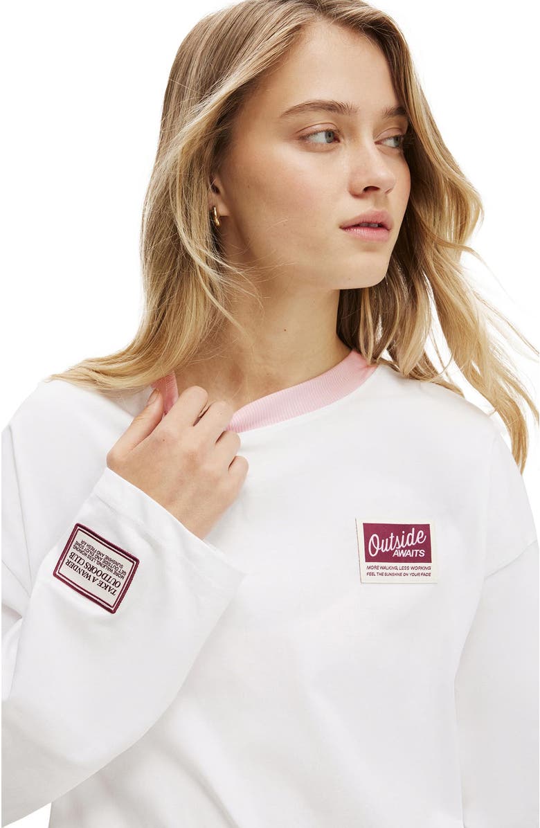 COTTON ON BODY Women's Active Long Sleeve Graphic Crew, Main, color, White Outdoors Club