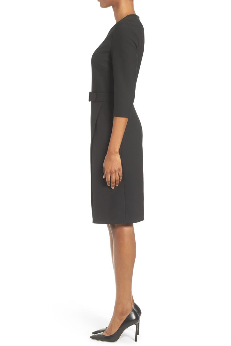 Dylea Belted Faux Wrap Sheath Dress, Alternate, color, BLACK