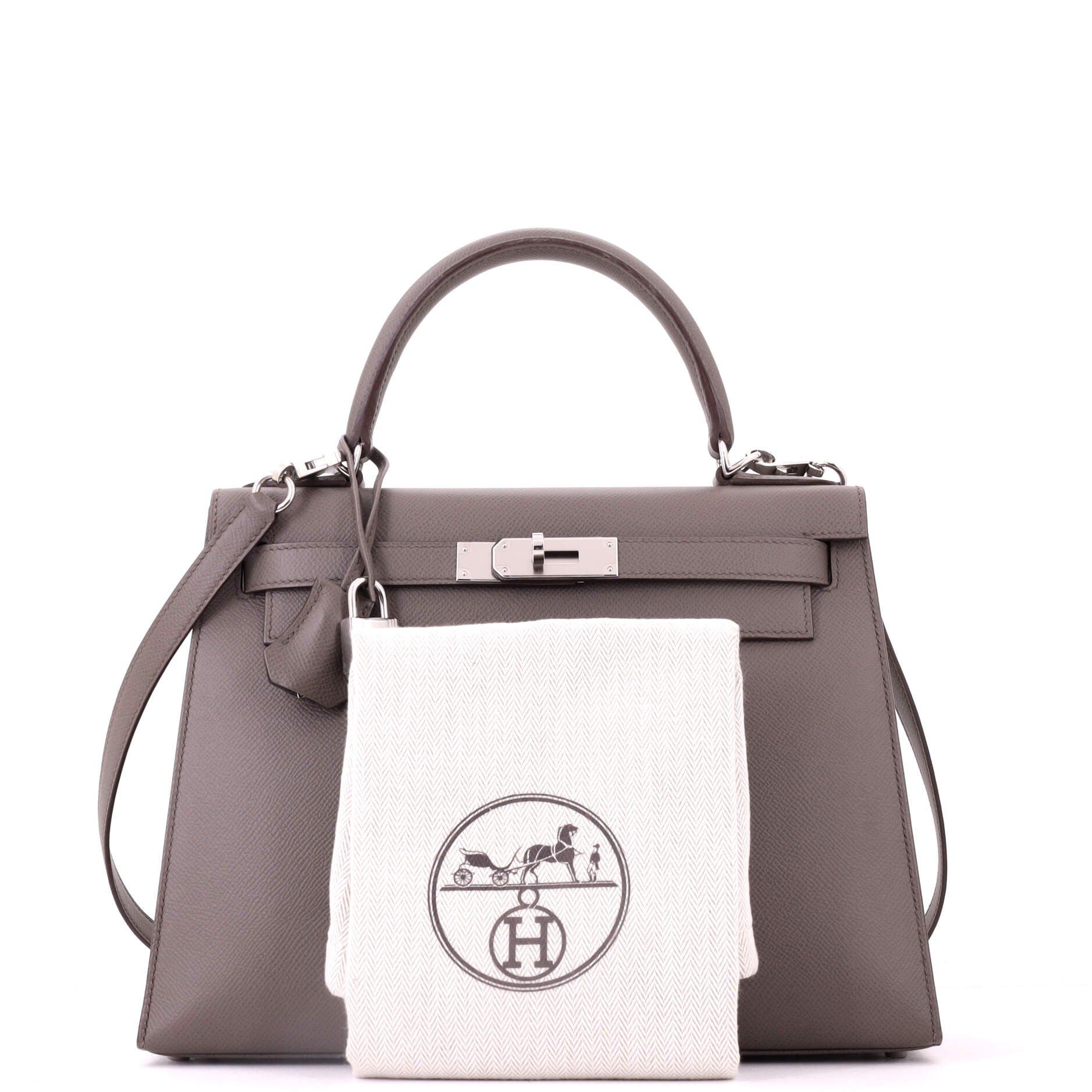 Kelly Handbag Grey Epsom with Palladium Hardware 28, Alternate, color, Grey