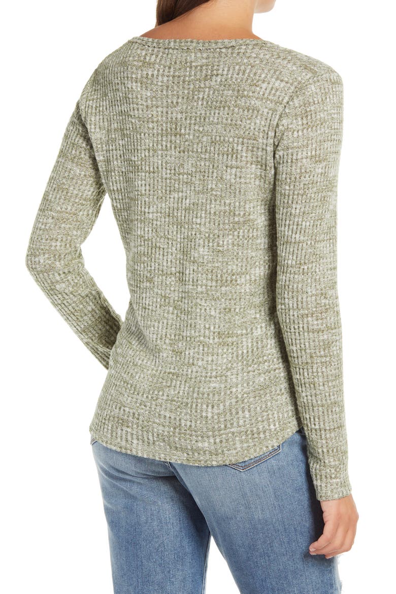 Long Sleeve Thermal Henley Top, Alternate, color, OLIVE