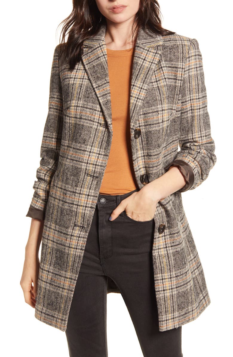 Maralyn & Me Plaid Button Front Coat, Main, color,