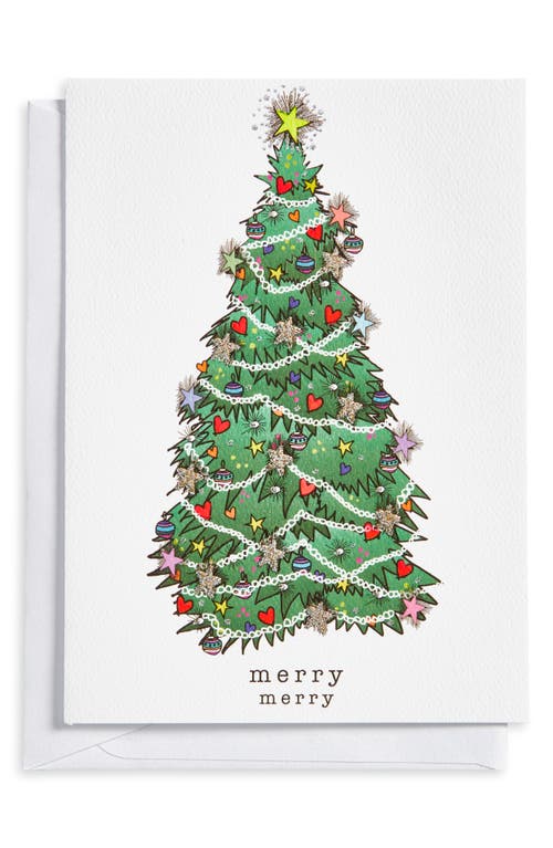 VERRIER HANDCRAFTED Merry Merry Holiday Tree Greeting Card in Green  product