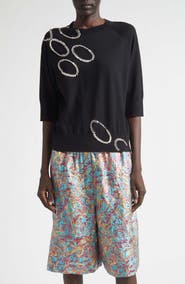 Dries Van Noten Metallic Floral Jacquard Wide Leg Shorts