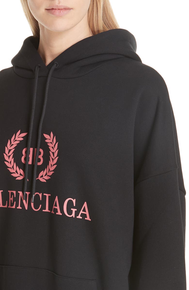 Balenciaga Wreath Logo Hoodie, Alternate, color,
