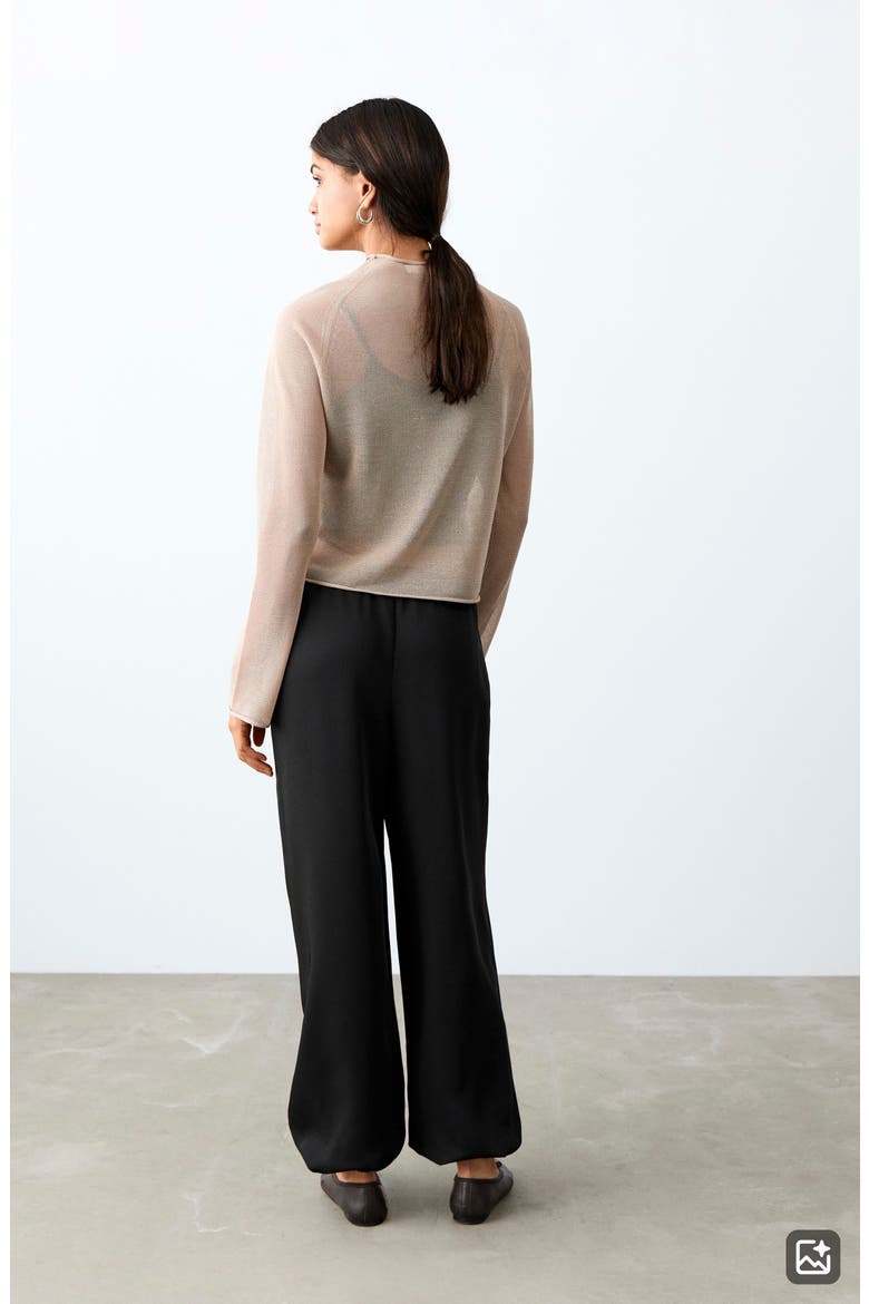 Satin Balloon Pants, Alternate, color, BLACK